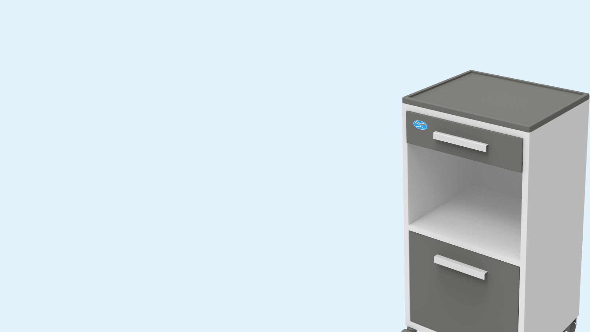 Hospital Bedside Furniture — Locker, Over-Bed Table, IV Stand by Gita Mediquip